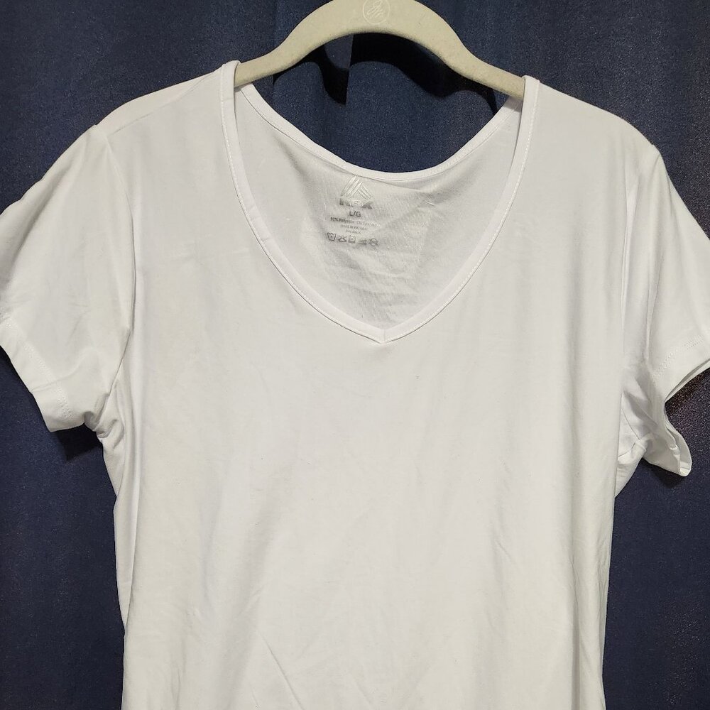 White athletic v-neck